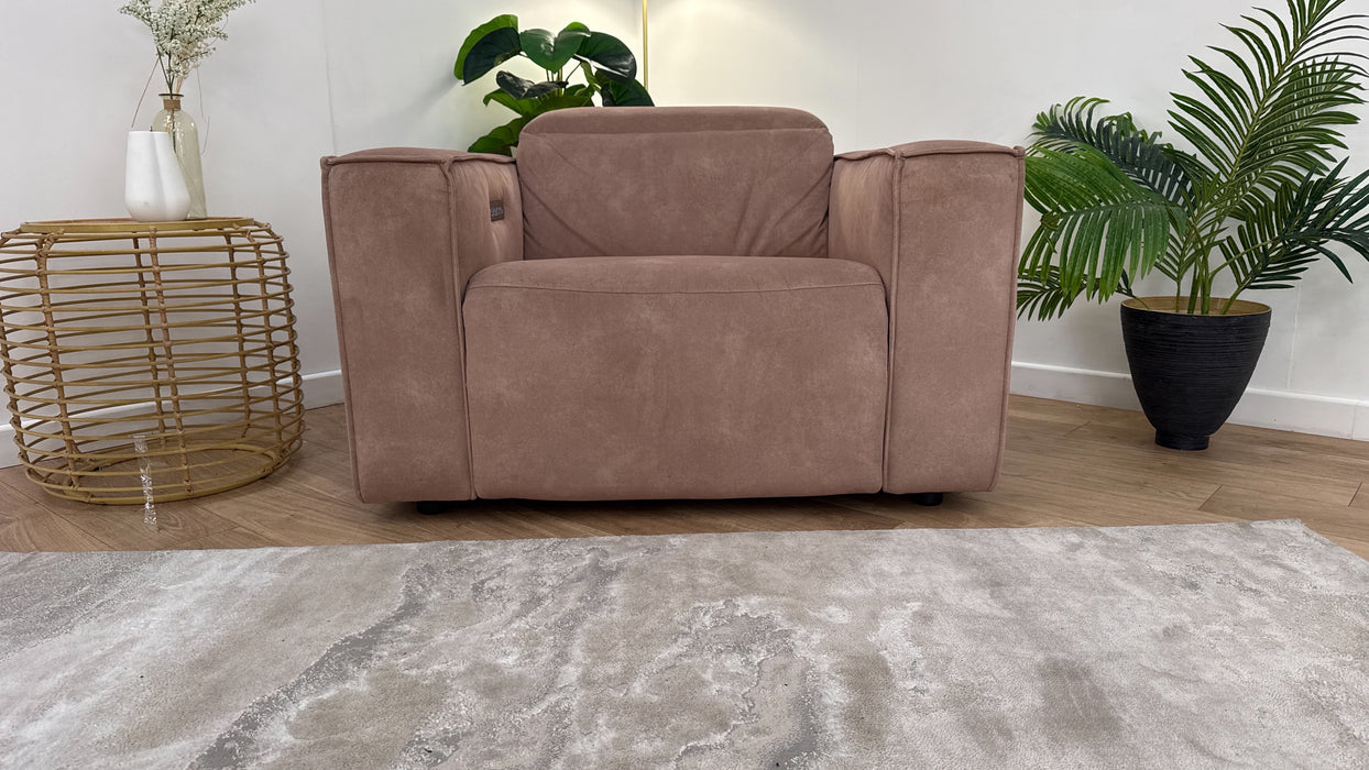 Sofology The Horizon Fabric Loveseat Power Recliner/Headrest in Lifestyle Flecked Sand
