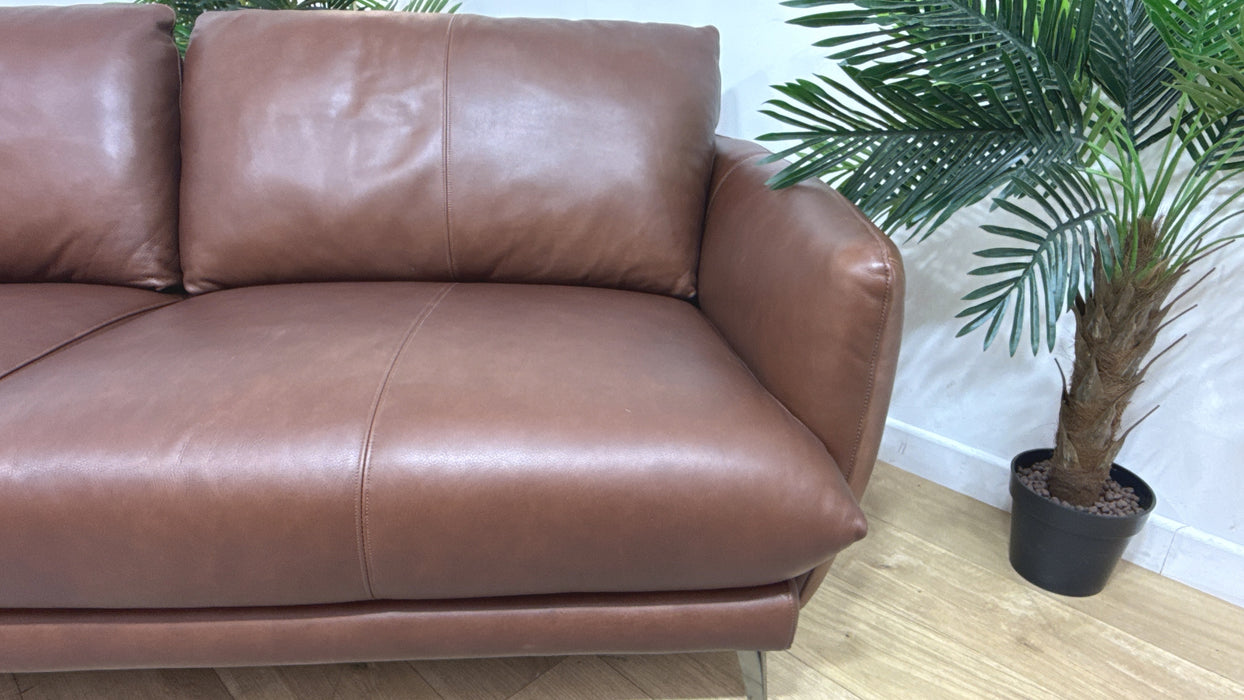 Sofology Adler Leather 3 Seater in Relaxed Soft Brown