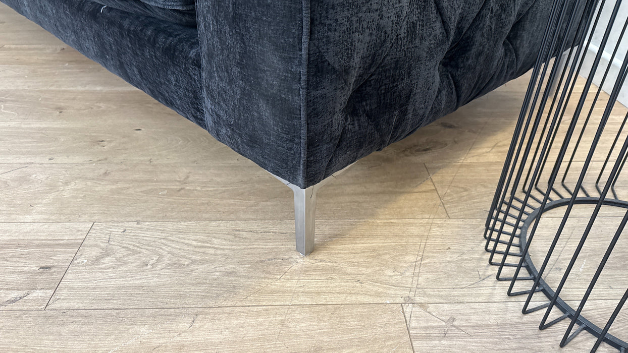 Sofology Rococo Fabric 4 Seater in Chunky Chenille Black Mix