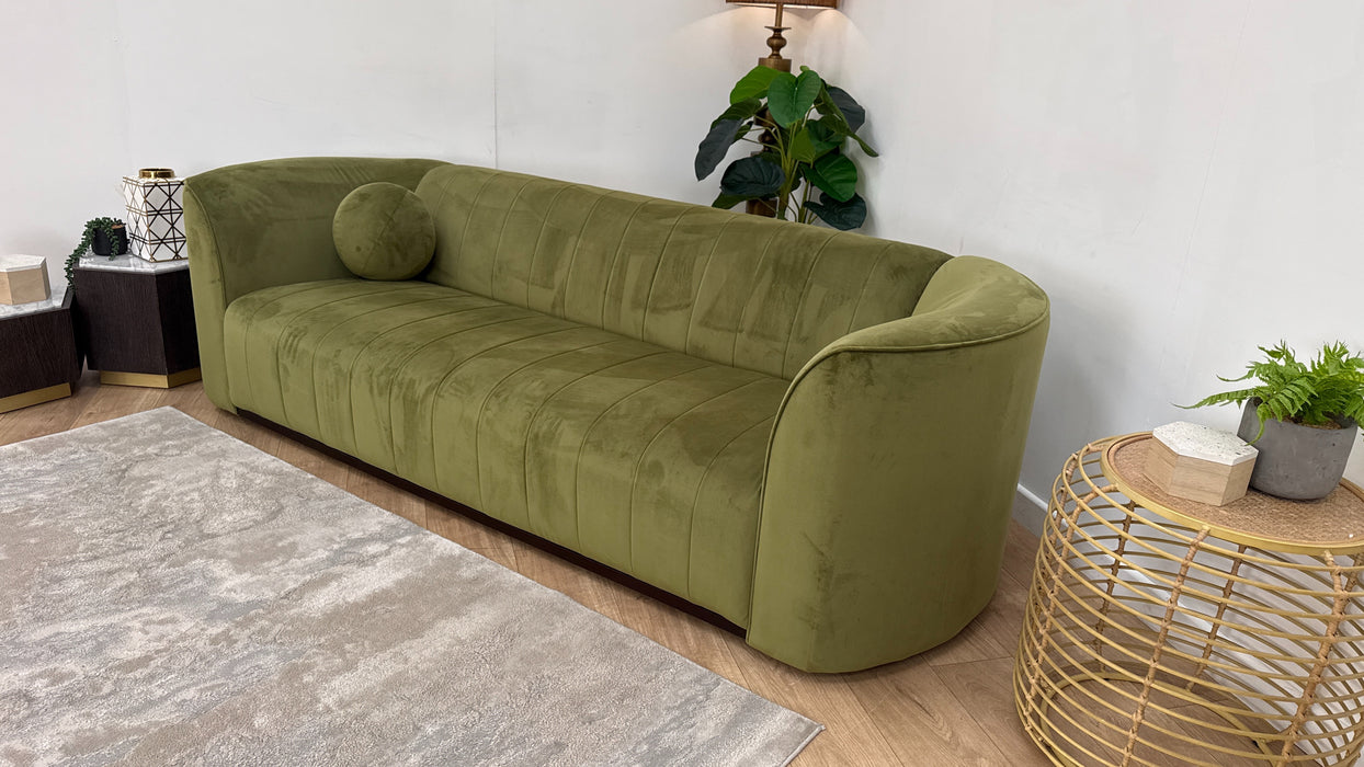 Sofology The Fitzrovia Fabric 4 Seater in Matt Velvet Olive Mix With Trim