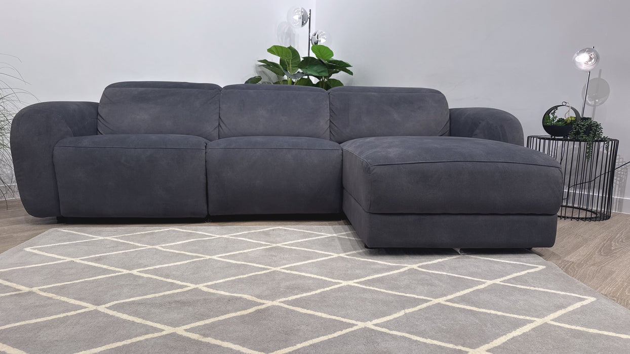 Sofology Drift Fabric 4 Seater Chaise Power Recliner/Headrest in Lifestyle Flecked Charcoal