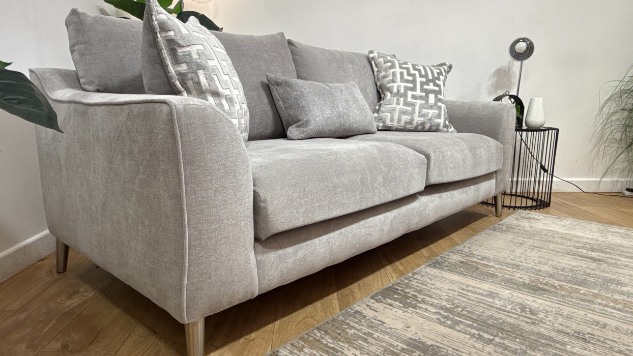 Sofology Mayfair Fabric 3 Seater Foam Seats in Soft Chenille Silver/Silver Mix
