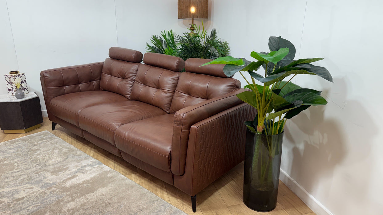 Sofology Muse Leathe 3 Seater in Chestnut