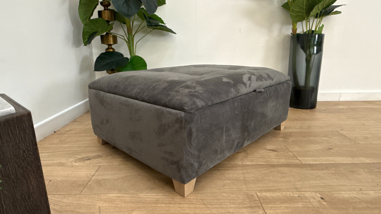Sofology The Ascot Fabric Storage Footstool in Soft Sherpa Slate