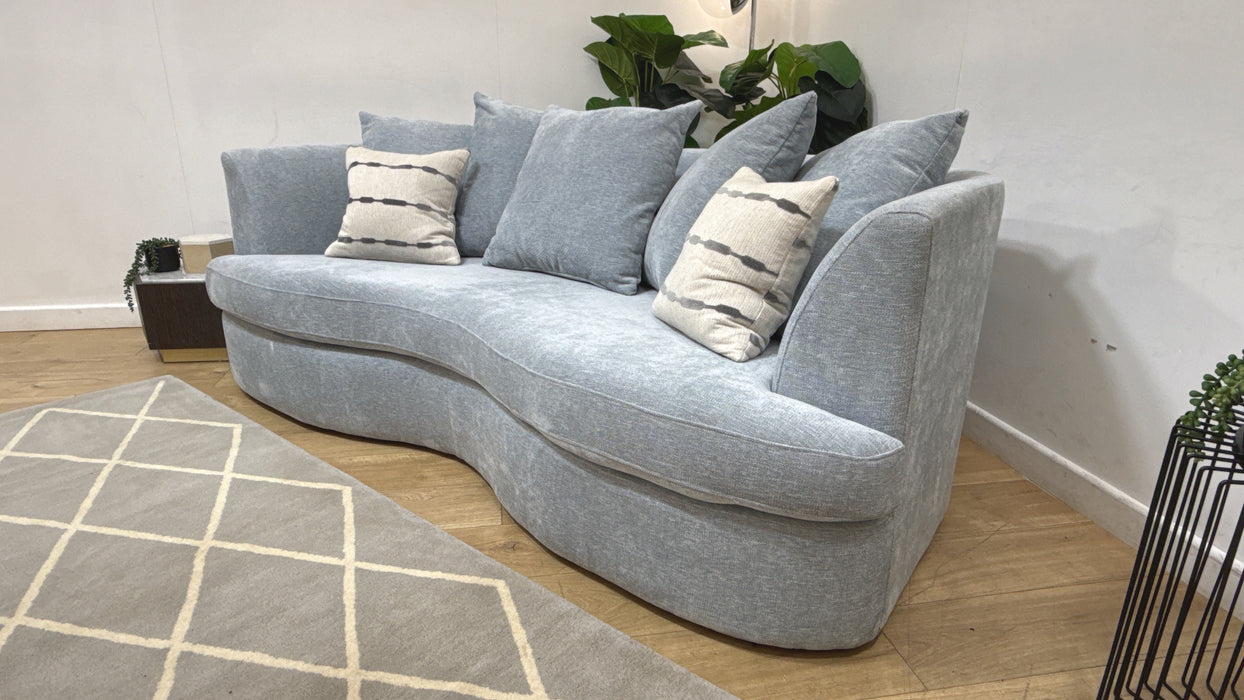 Sofology Chloe Fabric 4 Seater Pillow Back in Linen Look Chenille Sky Mix