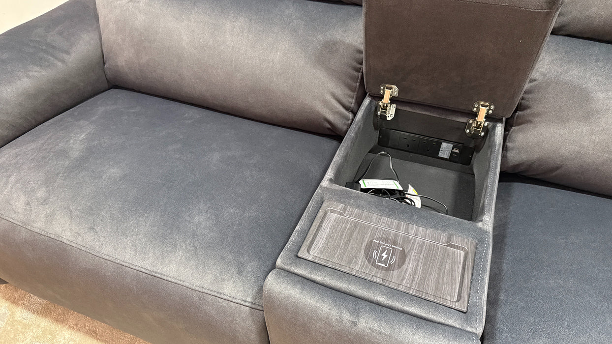 Sofology Ripley Fabric 2.5 Seater Console Power Recliner/Headrest Lumbar Support in Lifestyle Flecked Anthracite