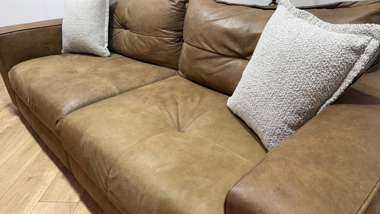 Sofology Artisan Leather 4 Seater Split in Character Tan/Natural Mix