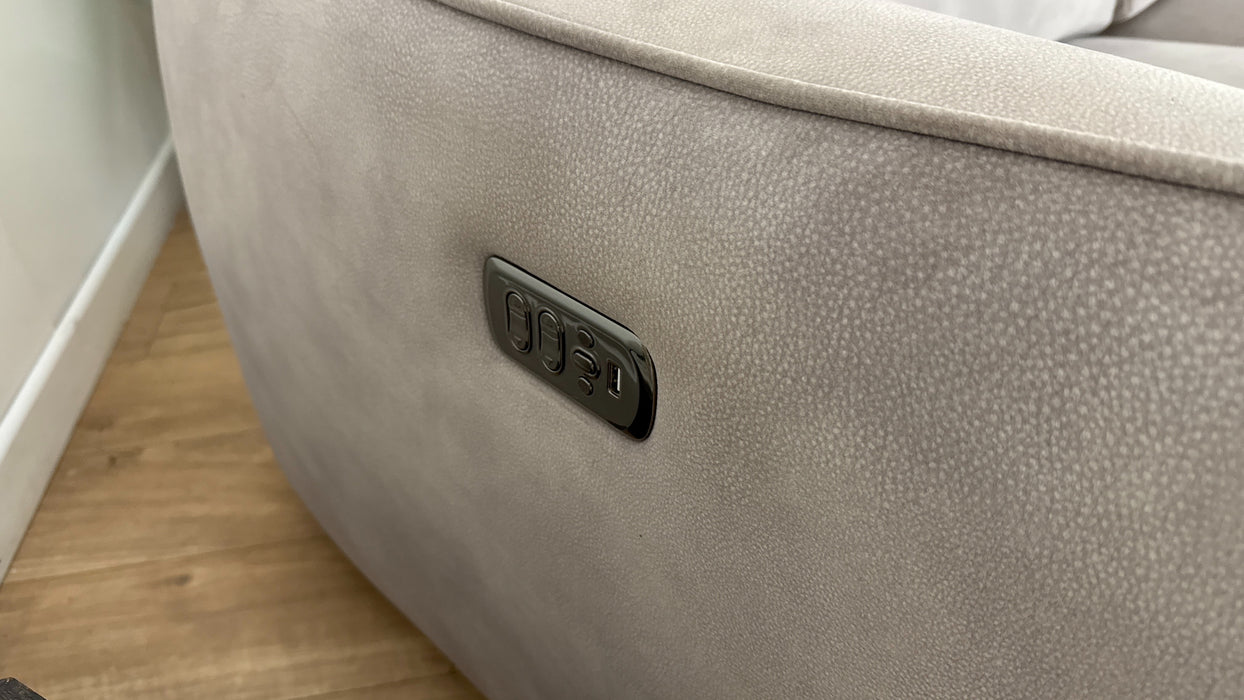 Sofology the Serene Fabric 3 Seater Chaise Power Recliner/Headrest in Lifestyle Mottled Marble