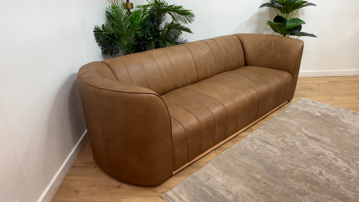 Sofology Fitzrovia Leather 4 Seater in Relaxed Natural Grain Tan Mix With Trim