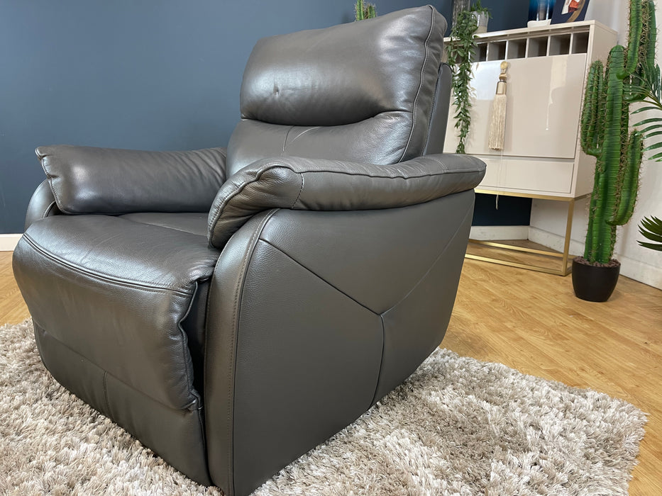 Albion Leather Chair Charcoal -  Manual Recliner (WA2)