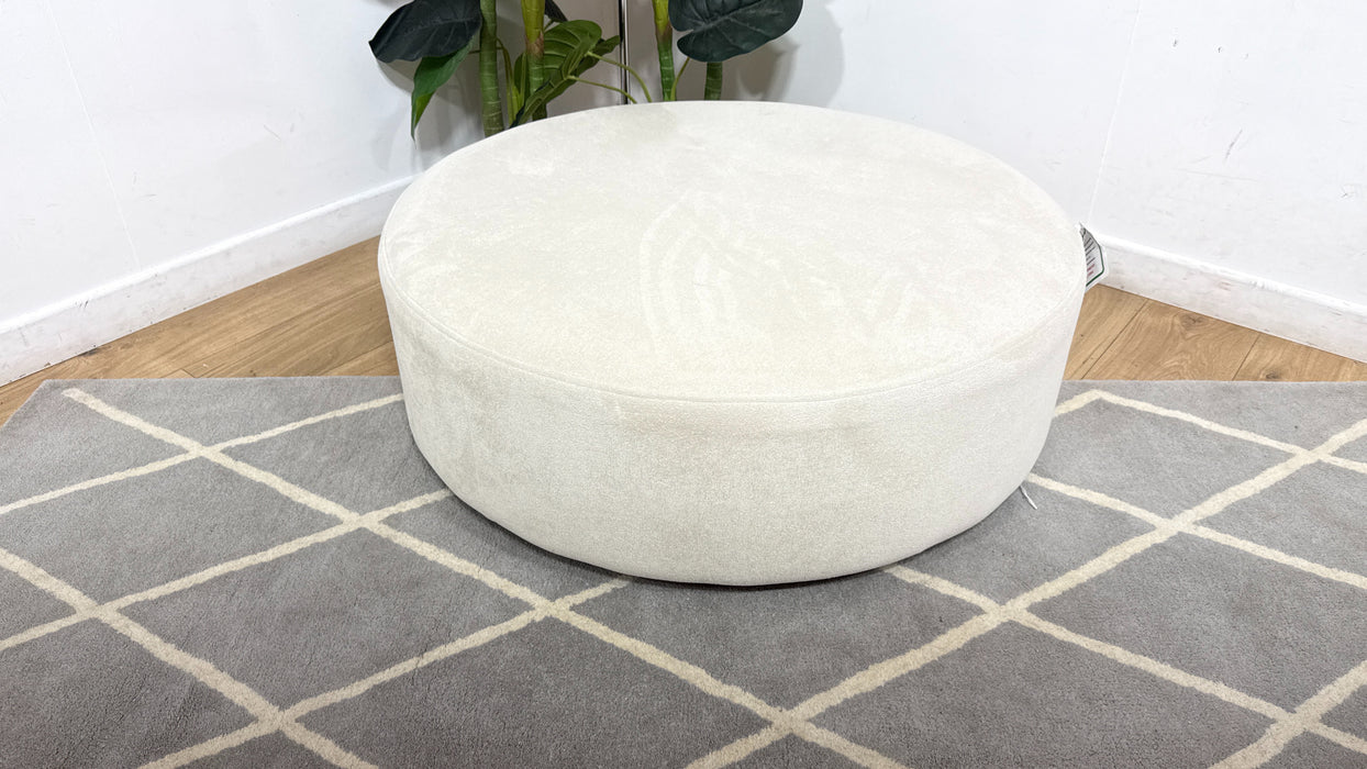 Sofology Ascot Fabric Designer Footstool in Textured Chenille Natural