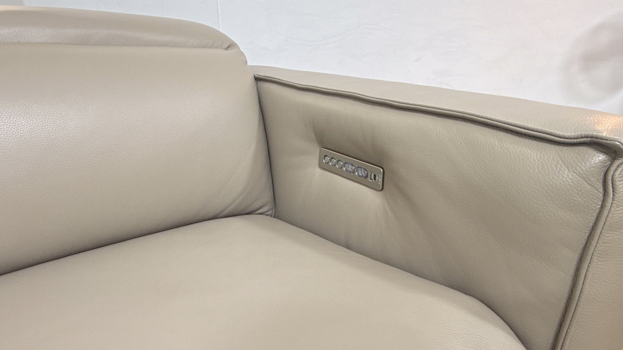 Sofology Horizon Leather 2 Seater Power Recliner/Headrest in Trusty Embossed Stone