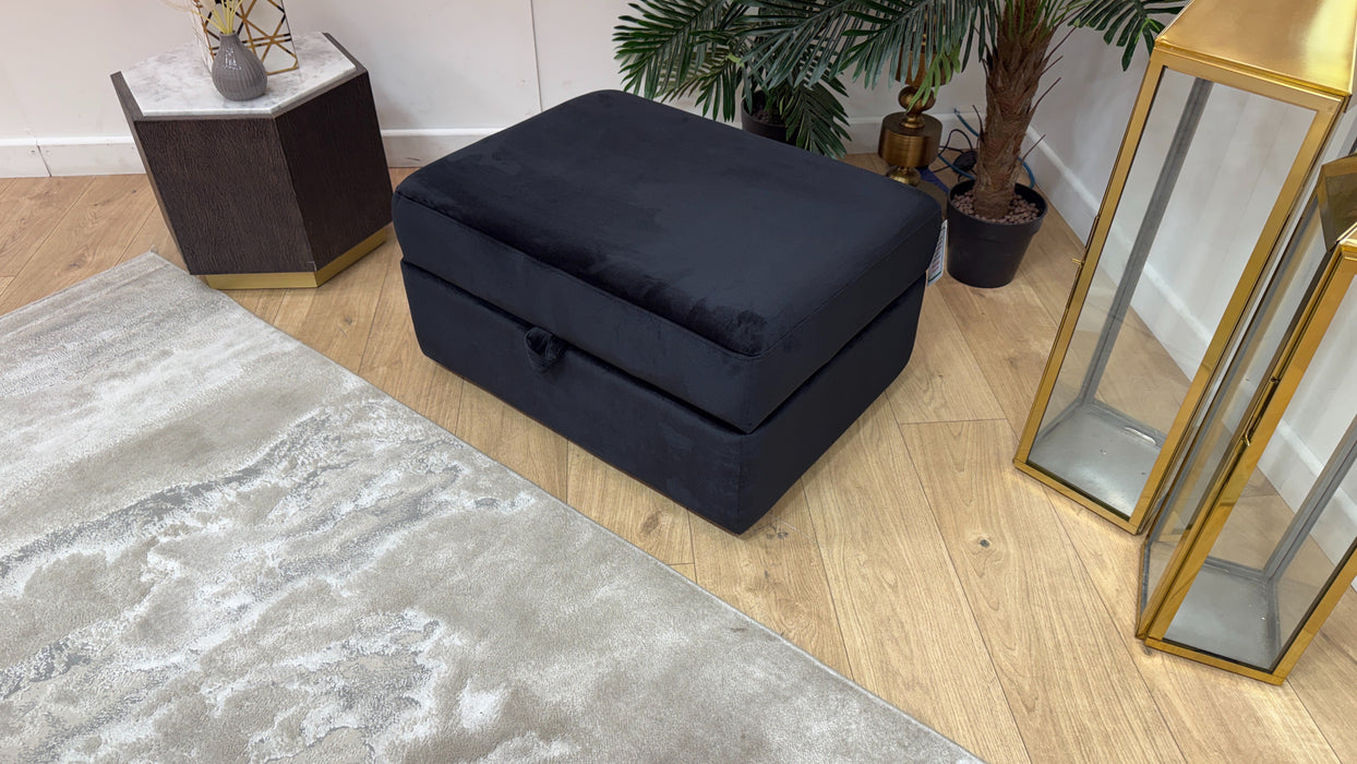 Sofology Fitzrovia Fabric Storage Footstool in Matt Velvet Black