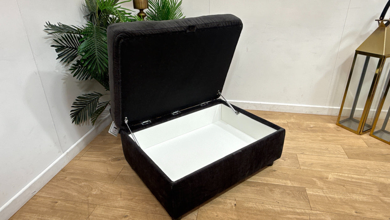 Sofology Moderna Fabric Storage Footstool Extra Flex Interior in Soft Slub Chenille Anthracite