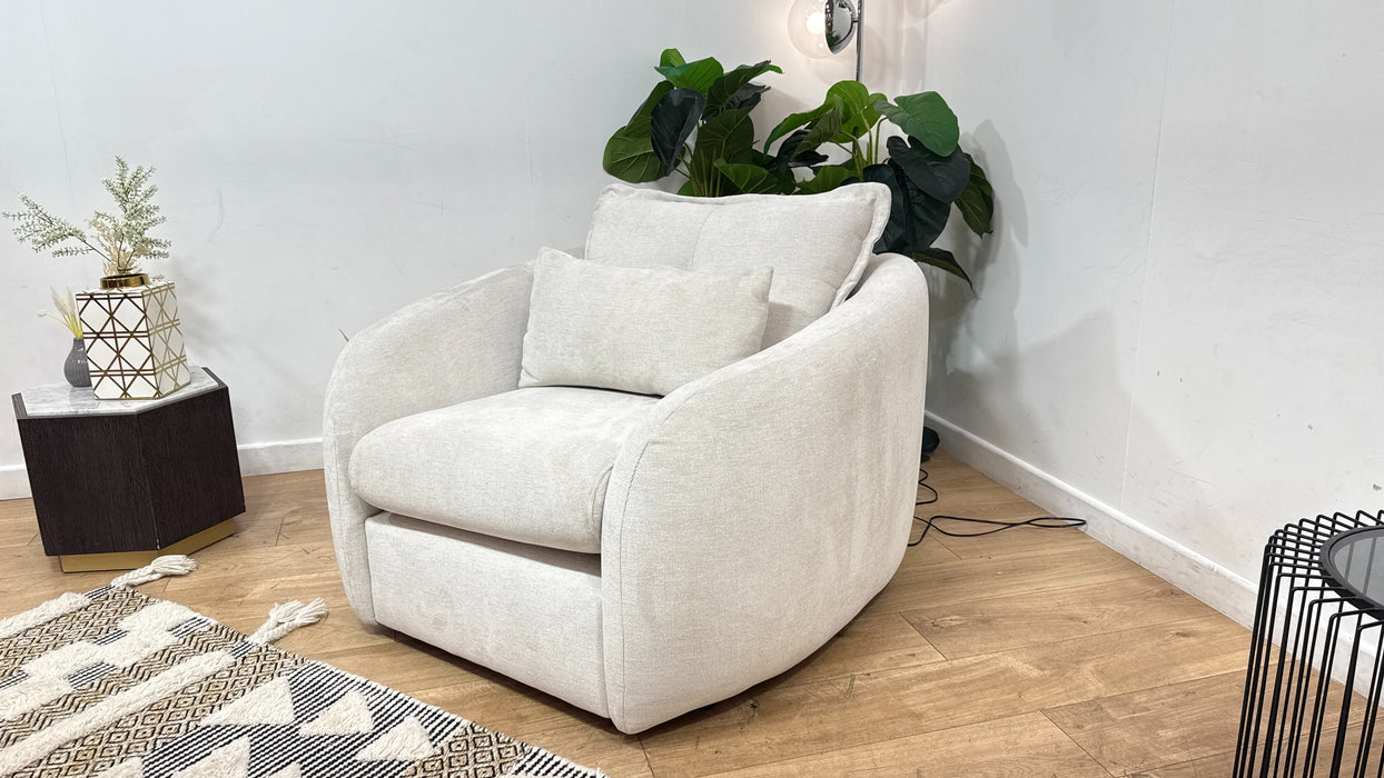 Sofology Portobello Fabric Chair Sprung Seat in Linen Look Chenille Mist