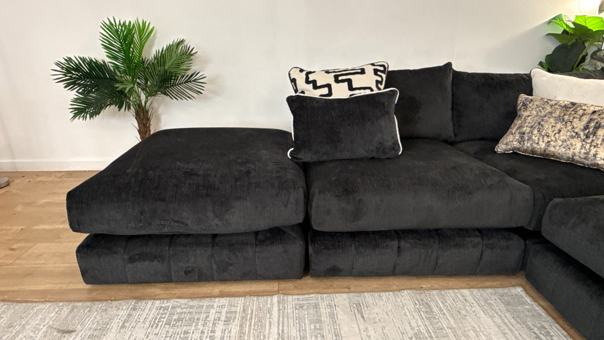 Sofology The Westwood Fabric Chaise 1 Corner 3 No Trim in Teddy Chenille Black