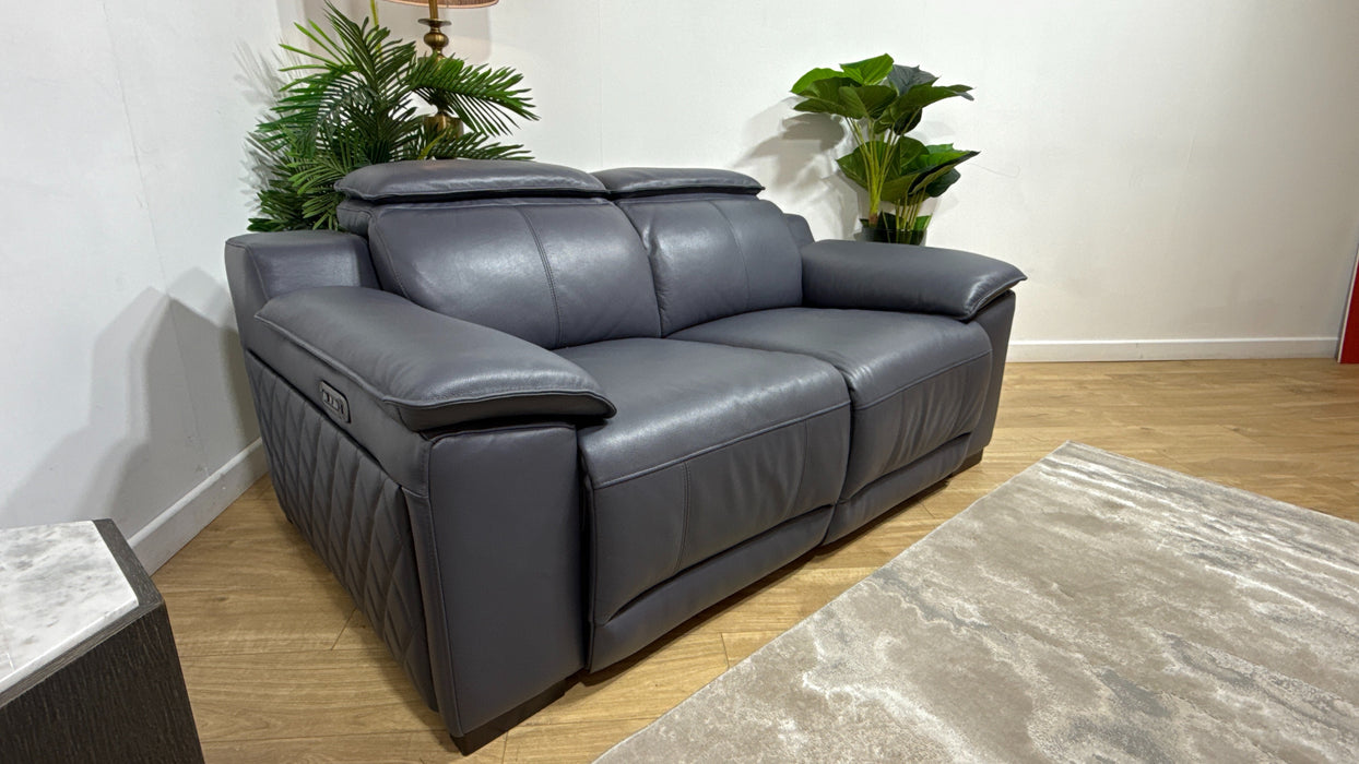 Sofology Benz Leather 2 Seater Power Recliner/Headrest in Trusty Sheen Lavender Grey