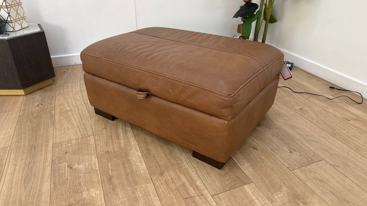 Sofology Linara Leather Storage Footstool in Apollo Espresso