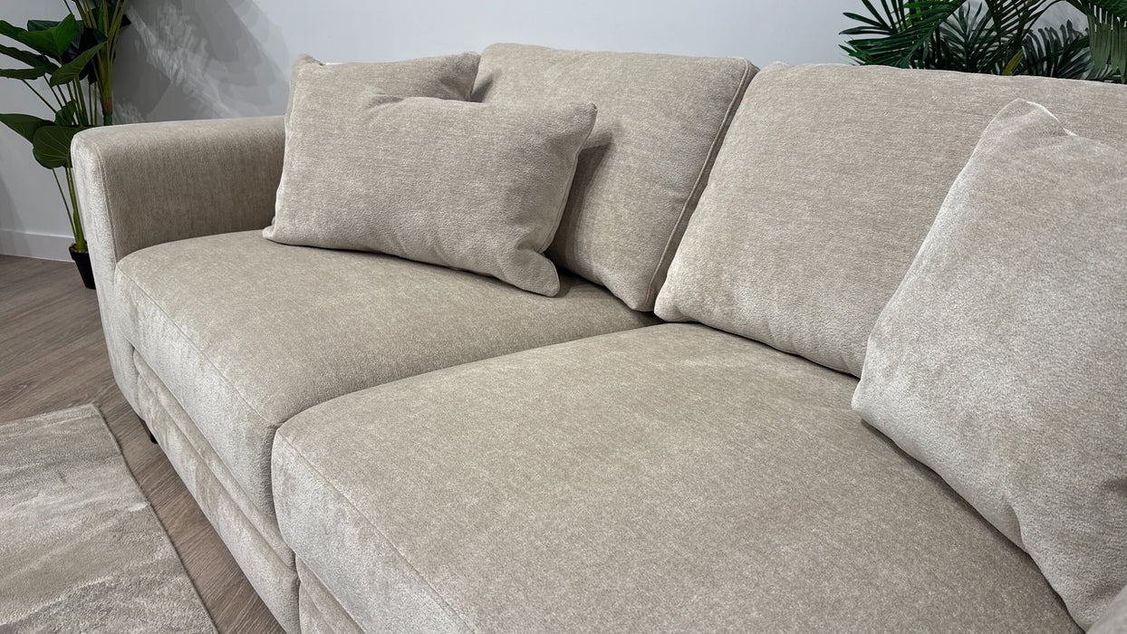 Sofology Obsidian Fabric 3 Seater in Luxury Sherpa Mink
