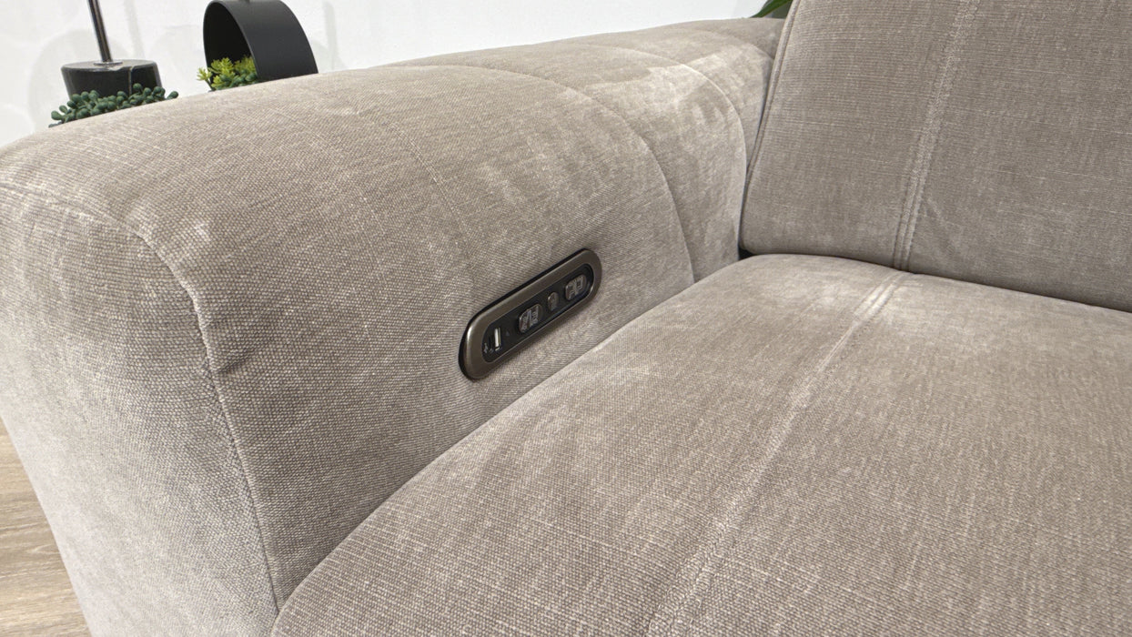 Sofology Allure Fabric Chair Power Recliner/Headrest in Relaxed Chenille Nutmeg
