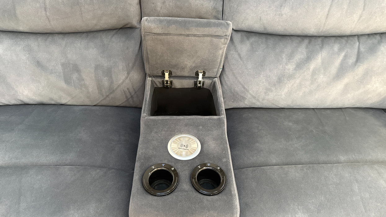 Sofology Renato 2.5 Fabric Seater Console Power Recliner in Lifestyle Flecked Charcoal