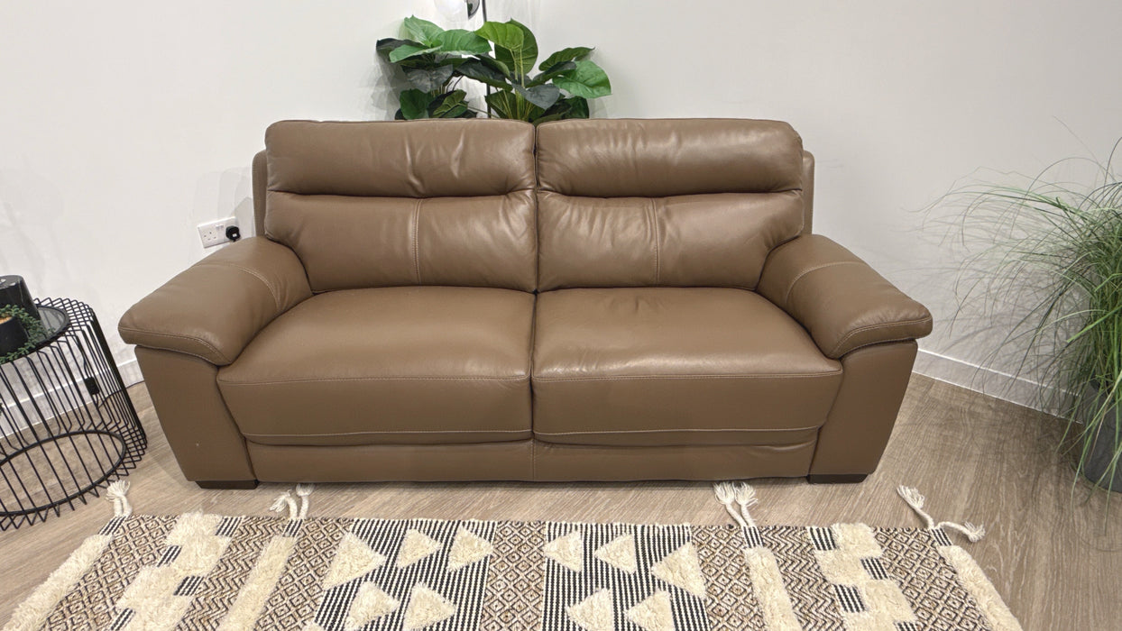 DFS Tristan 3 Seater Leather Sofa in Pecan
