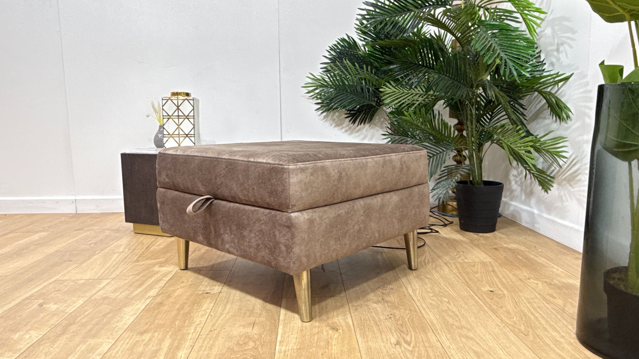 Sofology Hackney Fabric Storage Memory Foam Footstool in Lifestyle Dapple Mocha