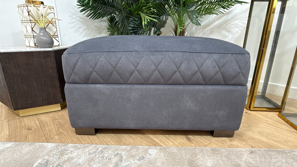 Sofology Benz Designer Leather Footstool in Lifestyle Flecked Fabric Charcoal