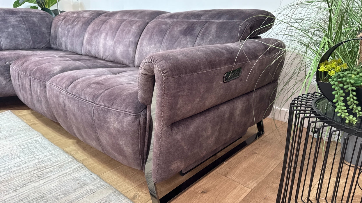Sofology Packham Fabric 1 Corner 3 Power Recliner/Headrest in Decent Charcoal