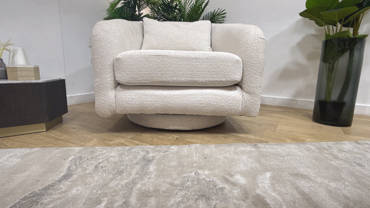 Sofology Westwood Fabric Swivel Chair in Soft Boucle Ecru