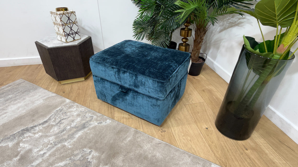 Sofology Georgio Fabric Storage Footstool Feather Flex Interior in Luxe Chenille Teal