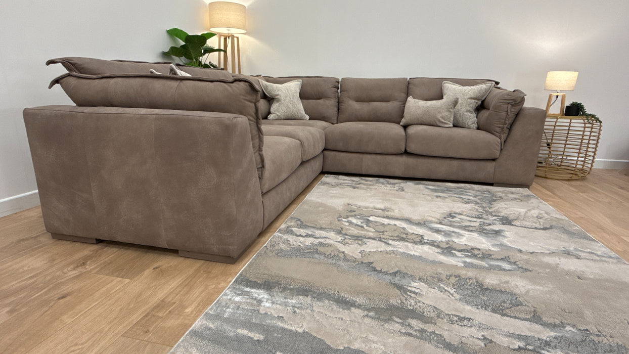 Strato 2 Corner 2 - Leather Sofa - Taupe/Natural Mix