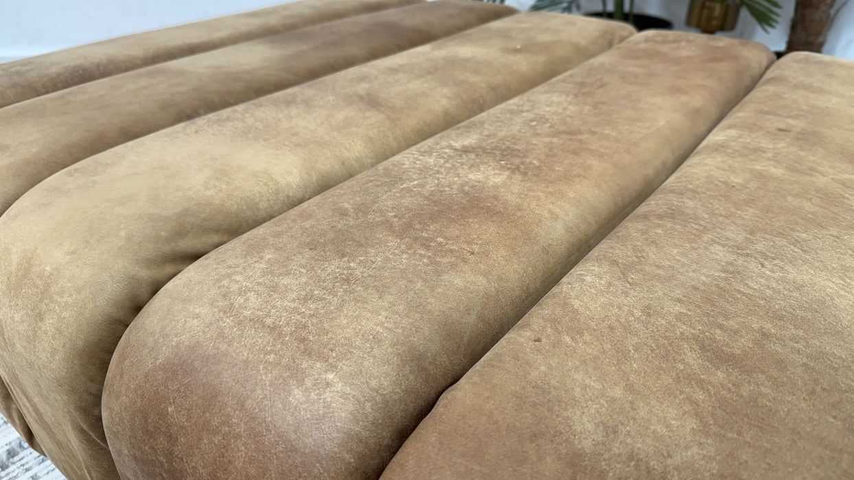 Sofology Downtown Leather Designer Footstool in Character Tan