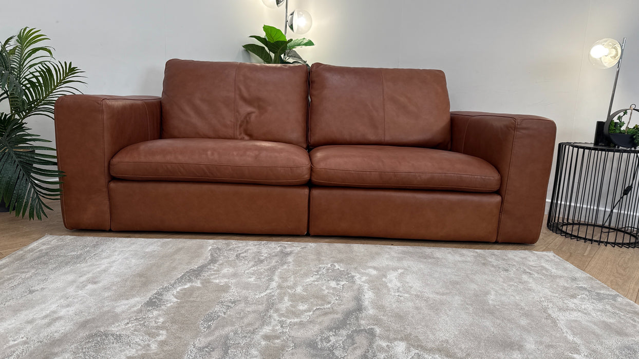 Sofology The Retreat 3 Seater Sofa in Relaxed Soft Leather Tan Mix