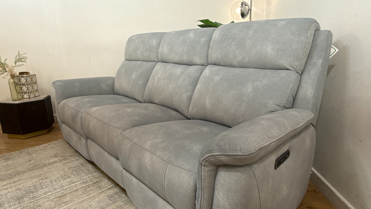 Sofology Bradie Fabric 3 Seater Power Recliner in Lifestyle Flecked Silver