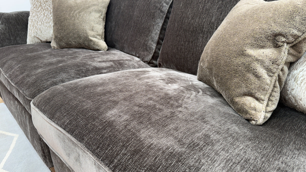 Sofology Valentina Fabric 4 Seater Split Foam/Fibre Seats Full Back in Luxury Deep Pile Chenille Mole Mix