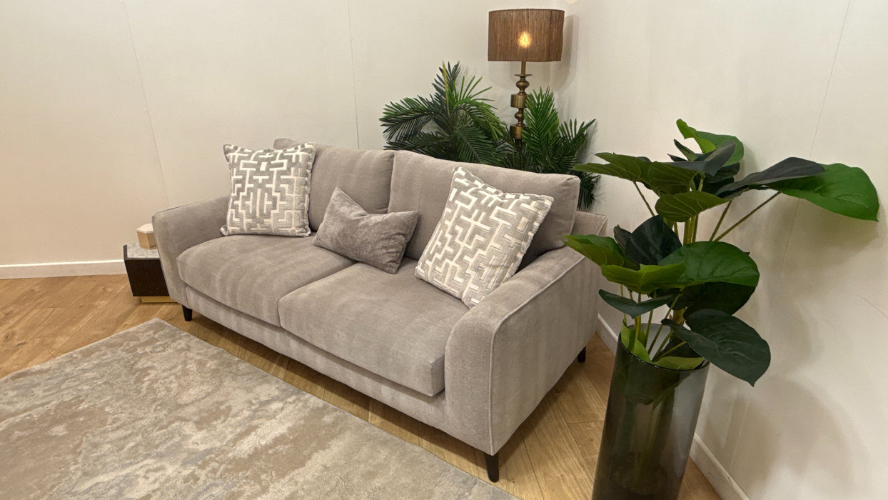 Sofology Mayfair Fabric 3 Seater Foam Seats in Soft Chenille Silver/Silver Mix