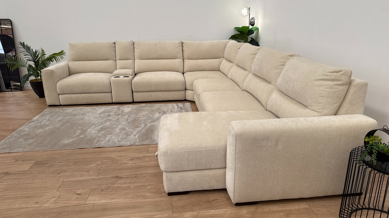 Sofology Santuary Fabric Corner Recliner and Chaise in Beige