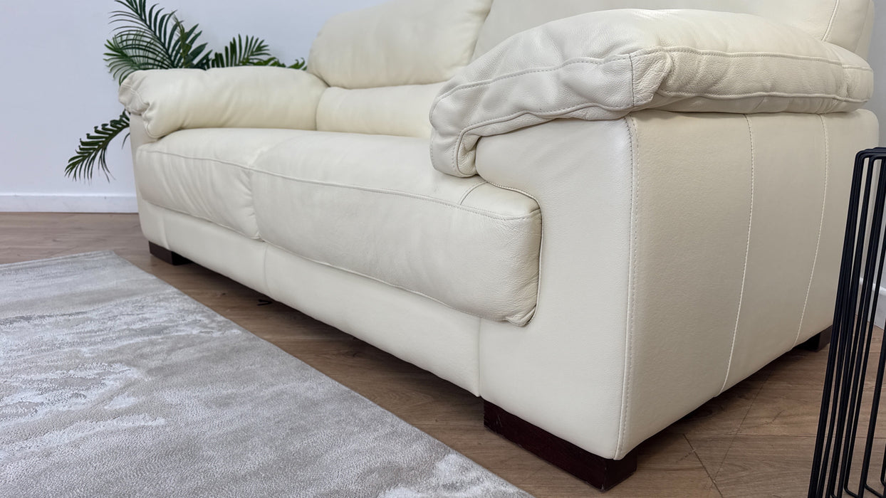 Sofology The Santino 3 Seater Leather in Hampshire Vanilla