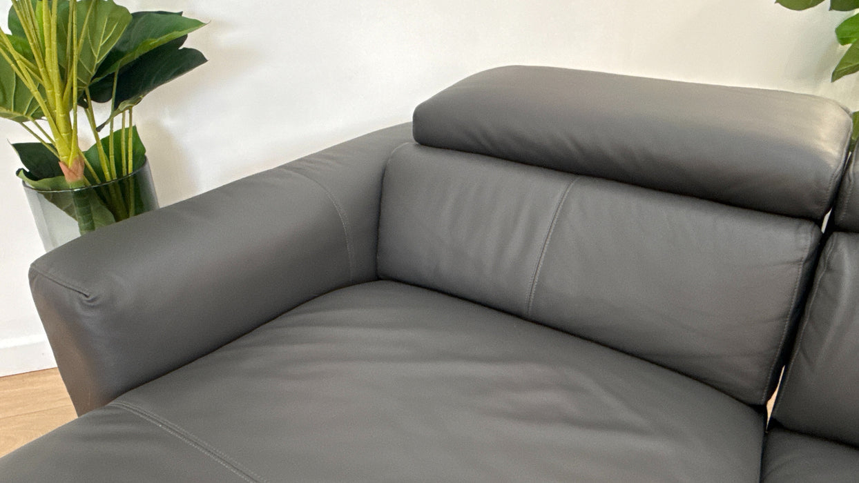 Sofology Metropolitan Leather Chaise 4 Seater Sofa Bed with Storage in Trusty Matt Charcoal