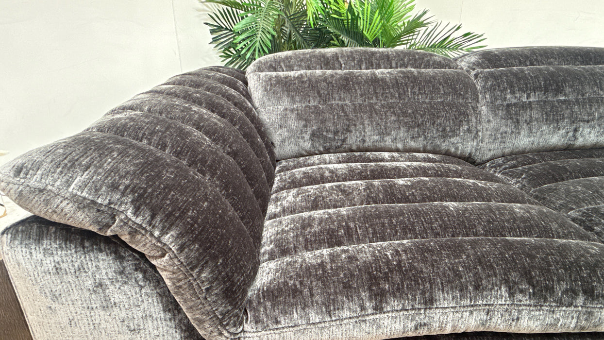 Sofology Olson Fabric 2.5 Seater Power Recliner/Headrest in Luxury Textured Chenille Anthracite