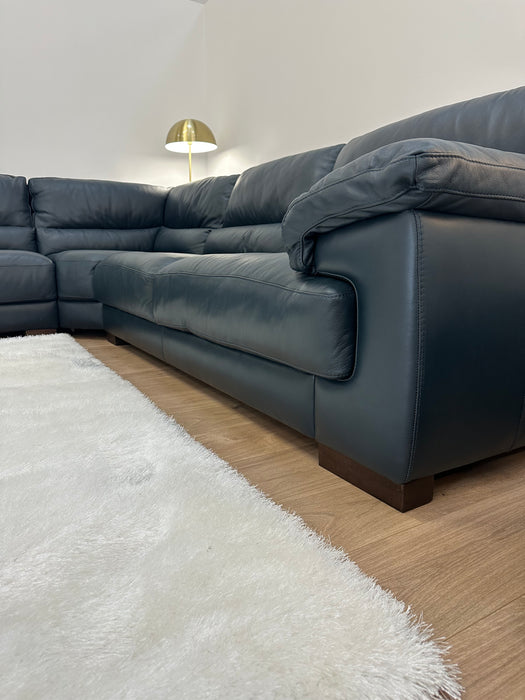 Santino 3 Corner 3 - Leather Sofa - Hampshire Blue