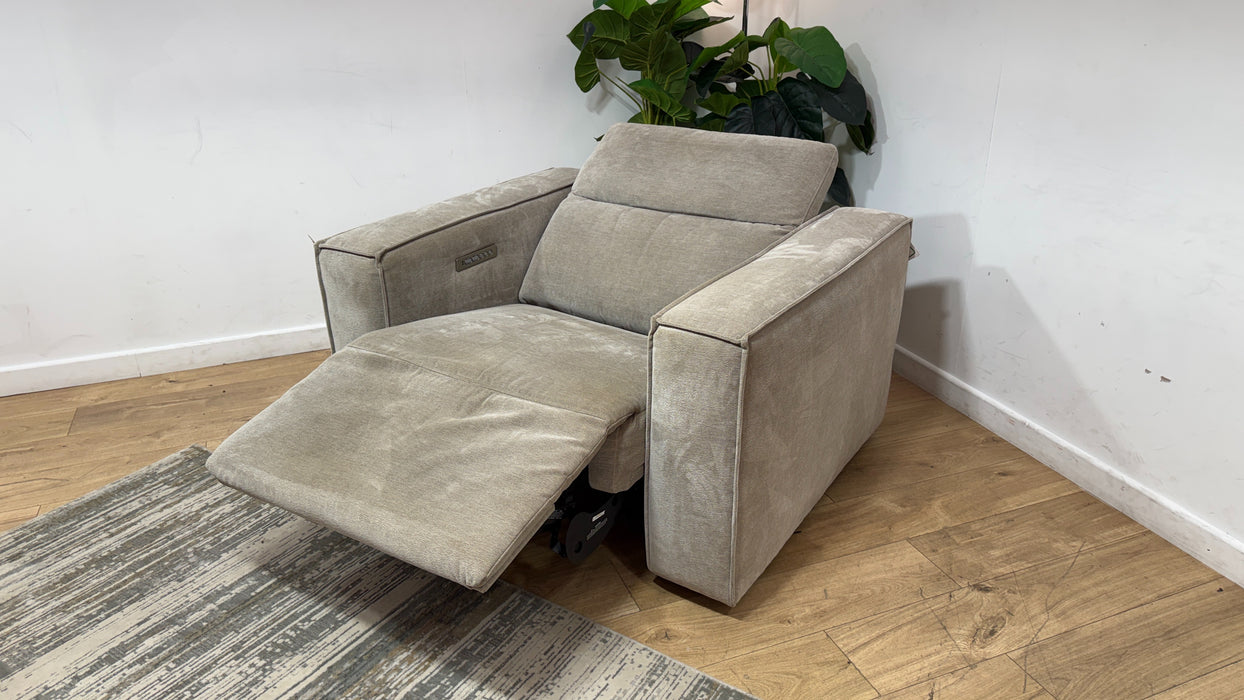 Sofology Horizon Fabric Loveseat Power Recliner/Headrest in Textured Chenille Mocha