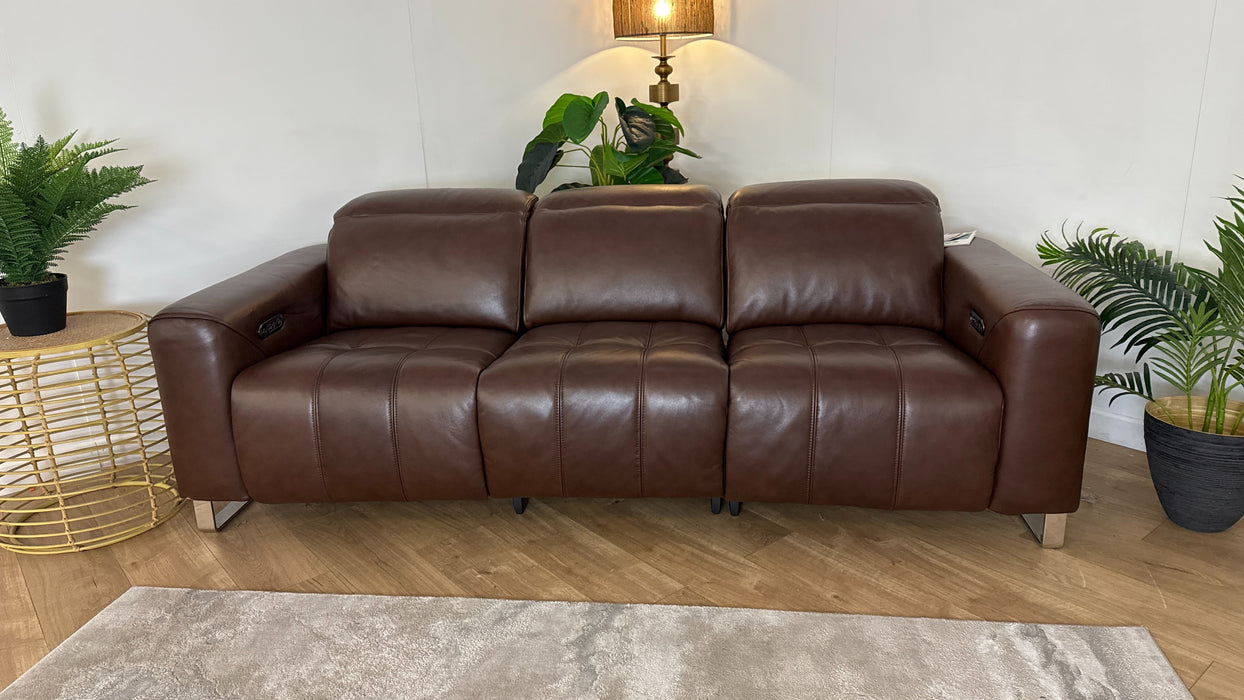 Sofology Marvella Leather 3 Seater Recliner in Trusty Sheen Chocolate