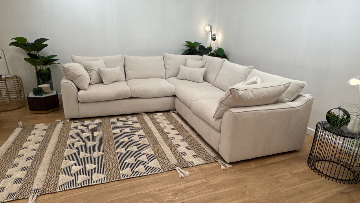 Sofology Georgio Fabric 3 Corner 3 Feather Flex Seats in Lifestyle Plush Chenille Mist Mix