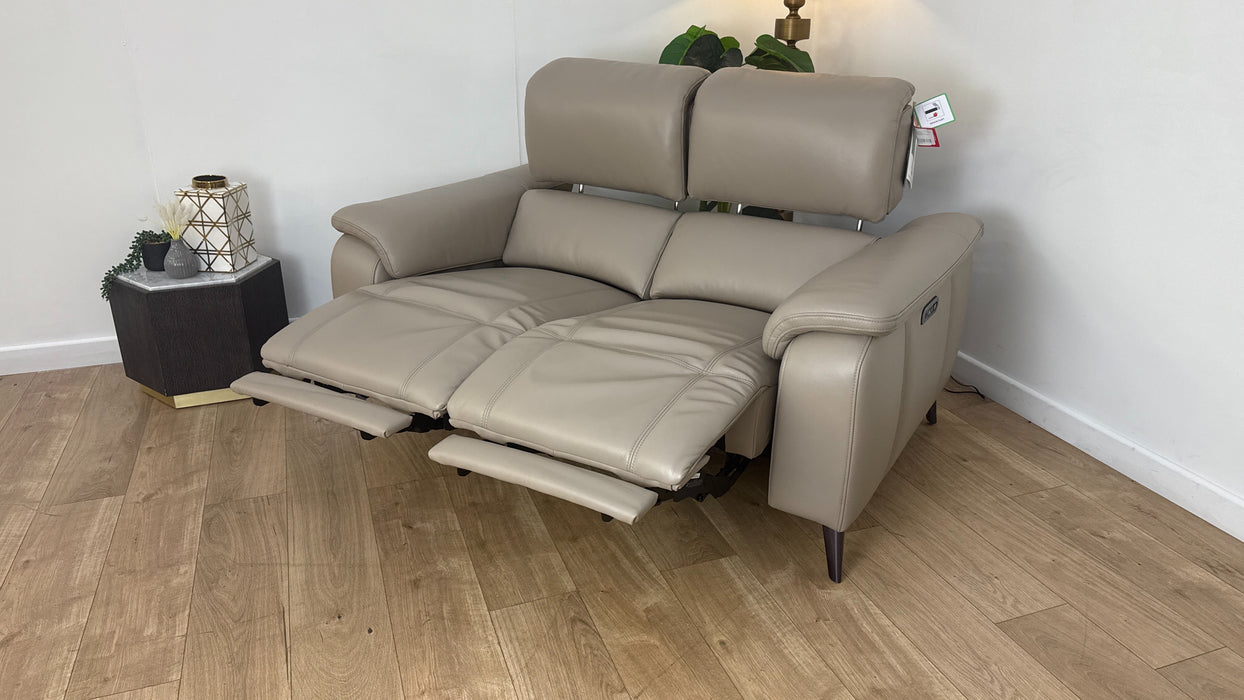 Sofology Bailey Recliner 2 Seater in Trusty Embossed Leather Stone
