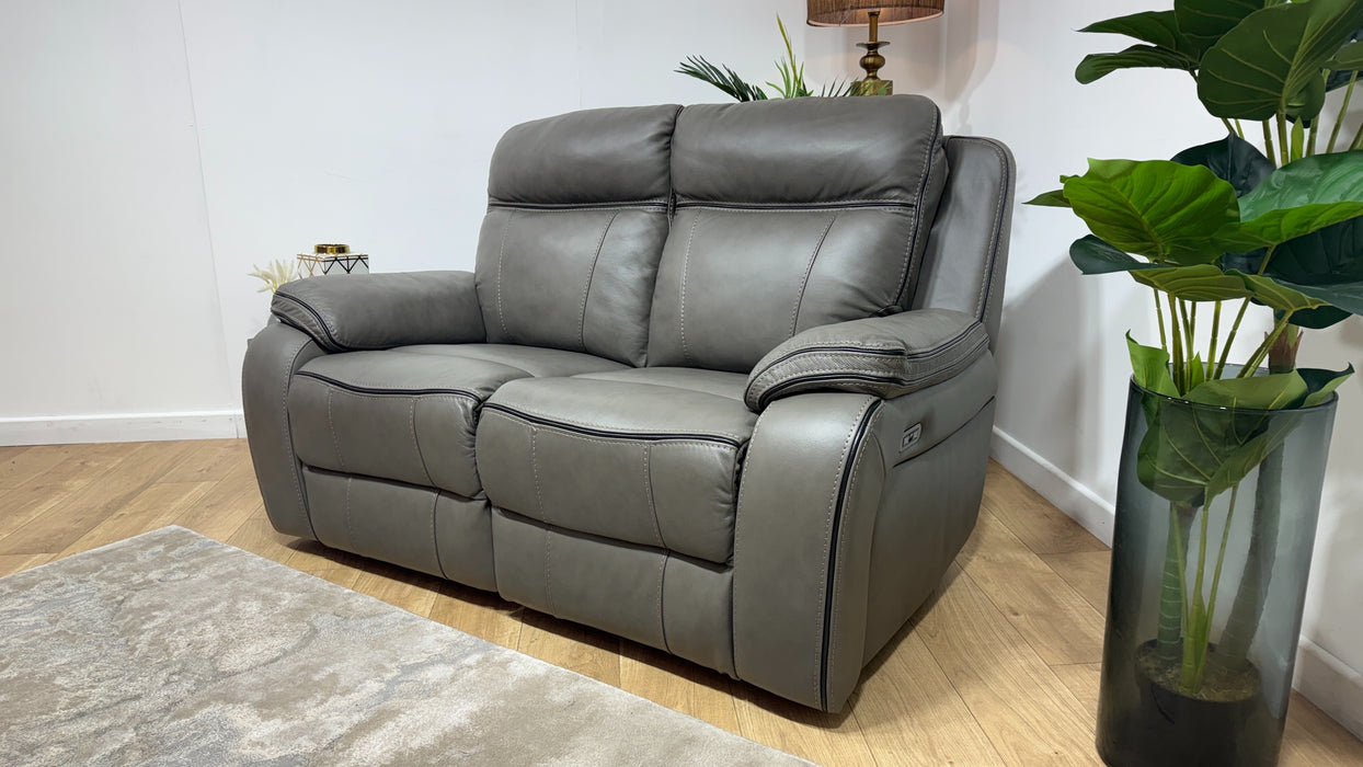 DFS New Vinson Fabric Power Recliner Sofa in Graphite