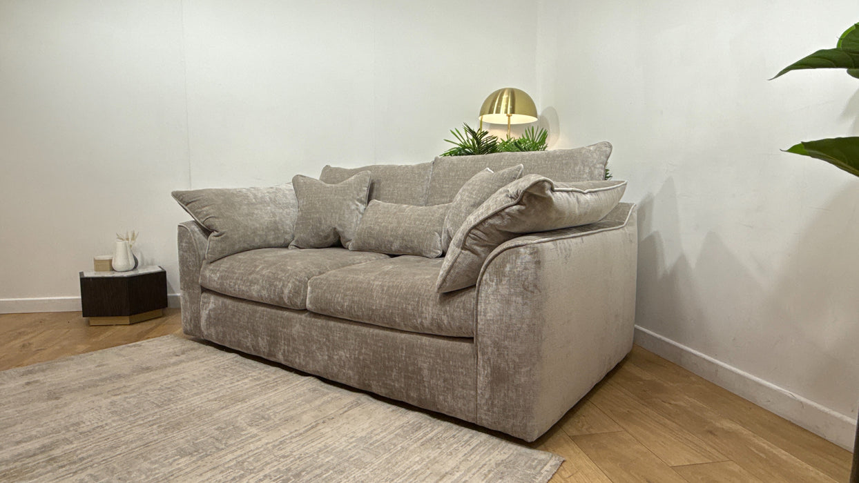Sofology Georgio Fabric 3 Seater Feather Flex Seats in Luxe Chenille Stone Mix