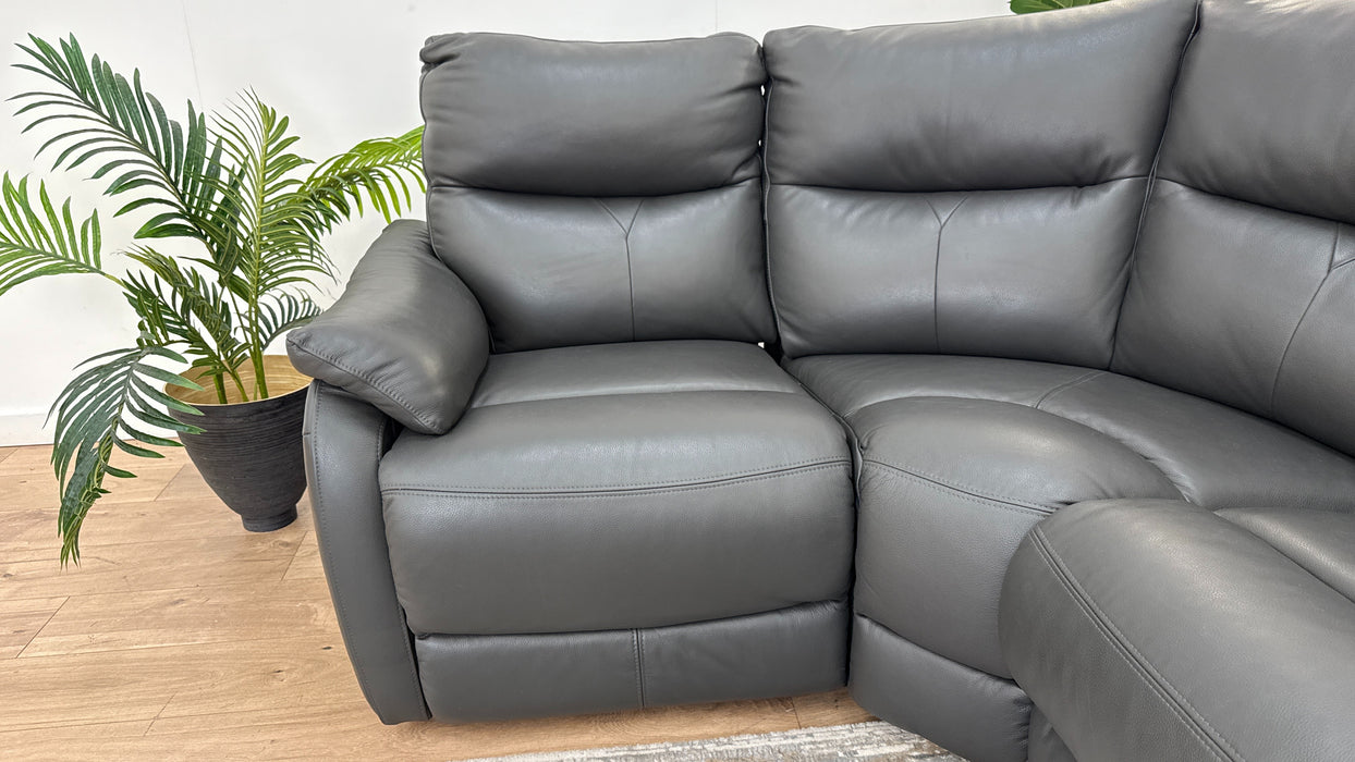 Sofology Albion Leather 1 Corner 2 Power Recliner in Charcoal