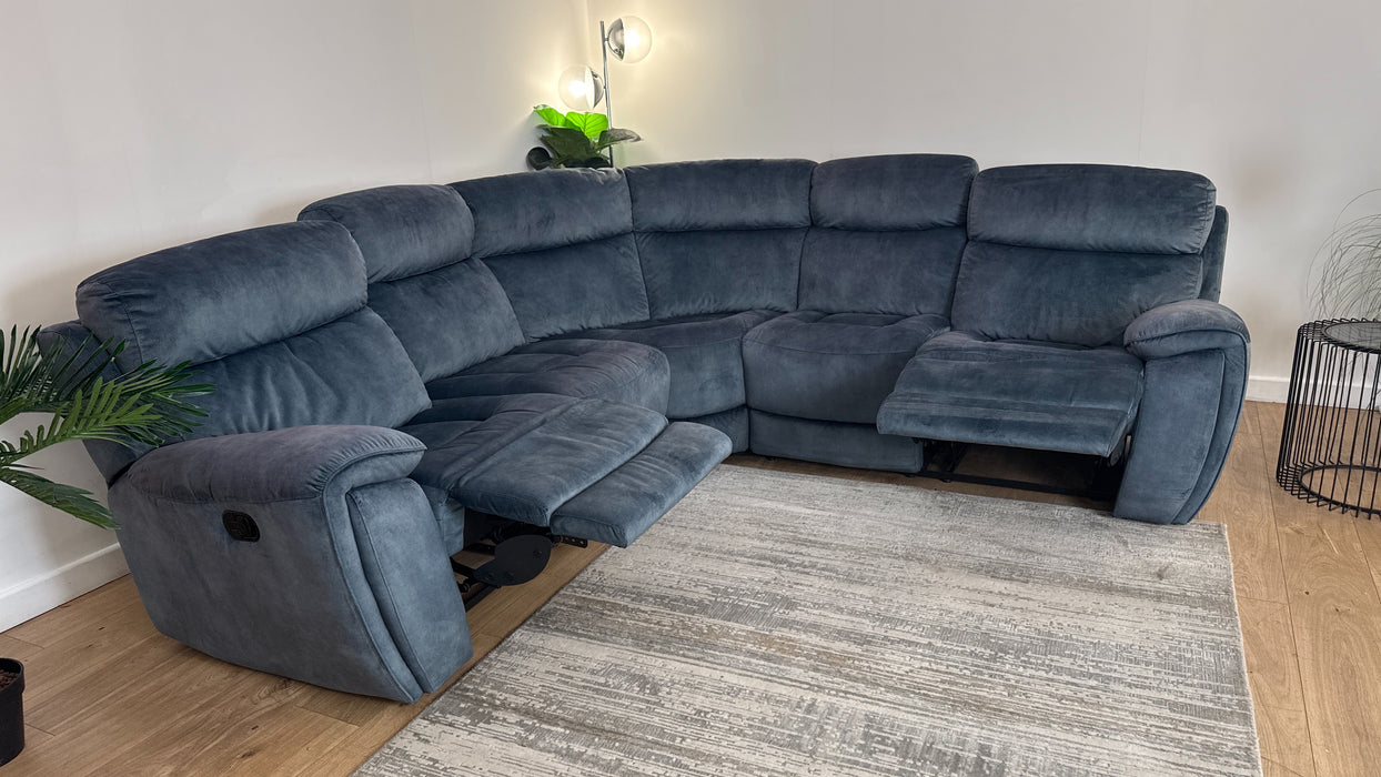 Sofology Radley Fabric 2 Corner 2 Manual Recliner in Decent Teal